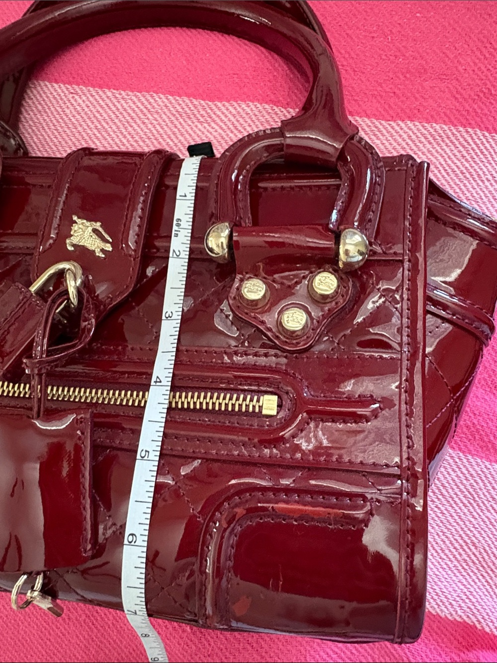 Burberry Manor Patent Quilted Leather Tote with Gold Hardware - Picture 6 of 16